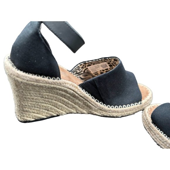 Toms Womens Marisol Wedge Sandal Adjustable Hook and Loop Strap Black Size 6M - Picture 9 of 12